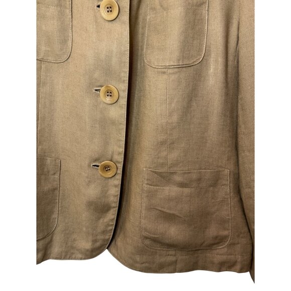 Talbots light brown linen button up blazer size 14 - Picture 3 of 7